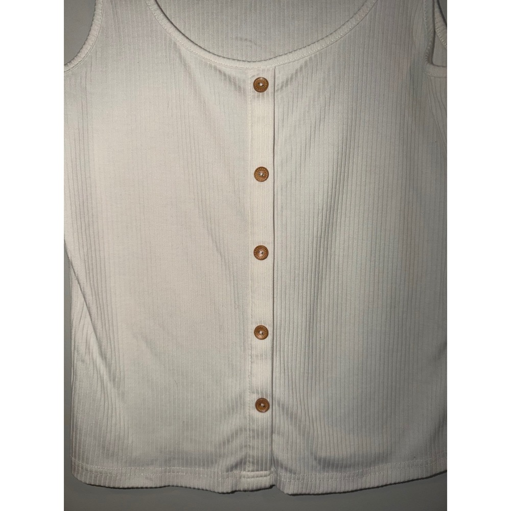 Y2K Womens Button Down White Tank Sm/Med Boho Cottagecore Indie Festival Layers - Picture 3 of 4